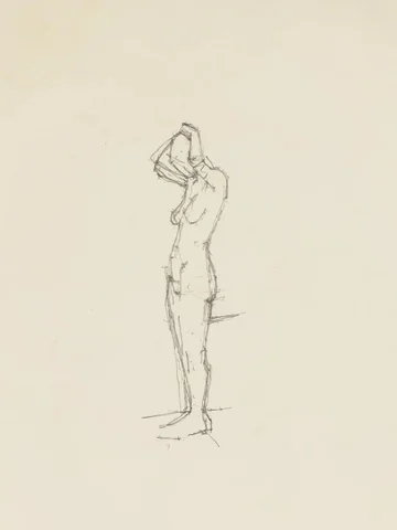 Pencil life drawing of a standing figure