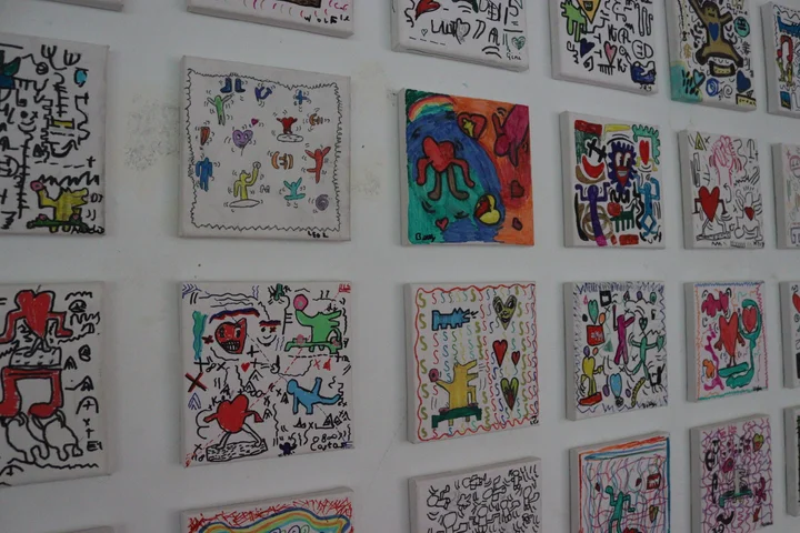 Doodle-style drawings in the manner of Keith Haring