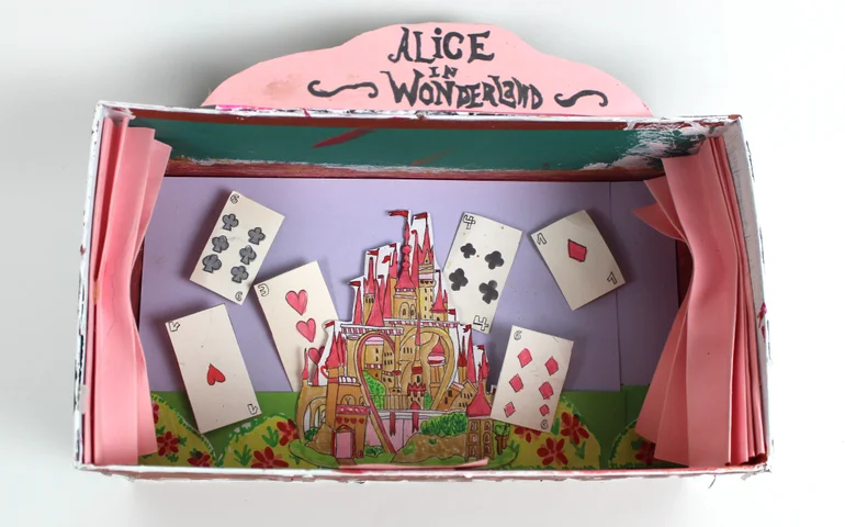 An Alice in Wonderland shoebox diorama