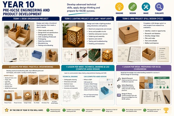 Poster outlining the Year 10 engineering and product development course
