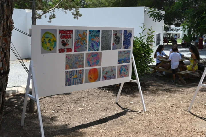 Primary artwork on a display board