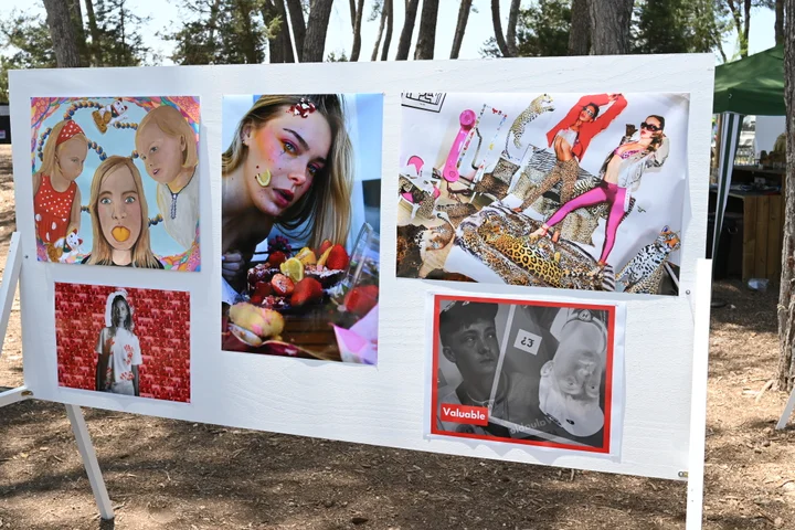 GCSE paintings and photographs on display