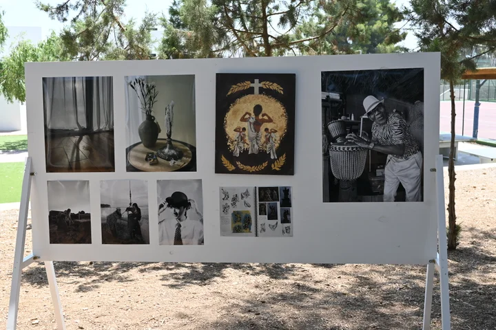 Black and white photography on display