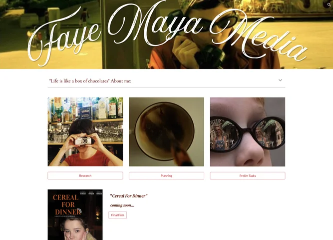 Faye Maya Media blog with research, planning and the short film Cereal for Dinner