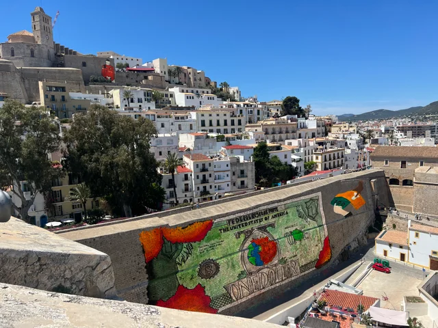 A student mural on the walls of Dalt Vila overlooking Ibiza town