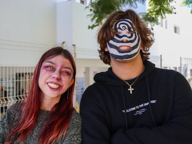 Two Secondary students in Halloween face paint