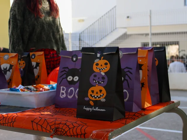 Halloween treat bags for sale on a student stall