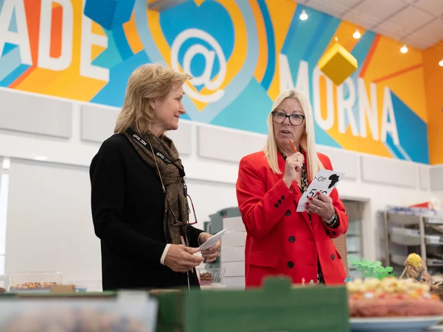 Two judges tasting the entries at the Africa Bake Off