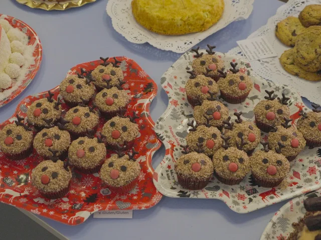 Reindeer biscuits on festive plates at the Christmas Bake Off