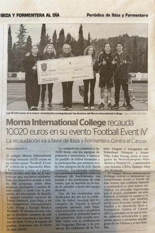Newspaper article: Morna International College raises €10,020 at Football Event IV