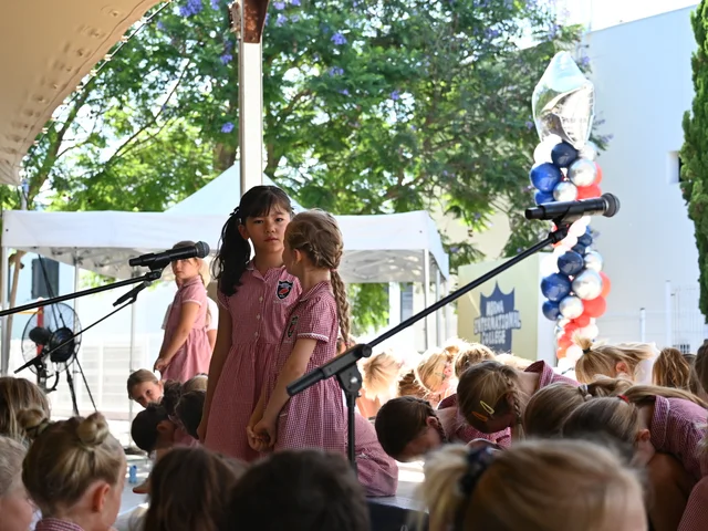 Children performing together at the end-of-year show