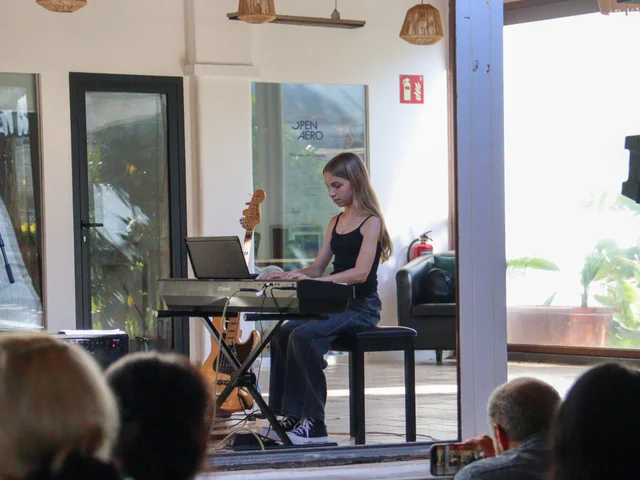 A student performing a solo piece