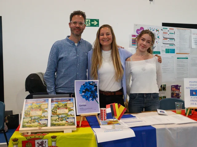 Information stands set out for the options fair