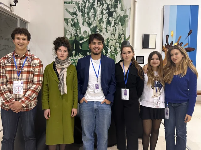 Morna students with their delegate passes at the European Youth Parliament