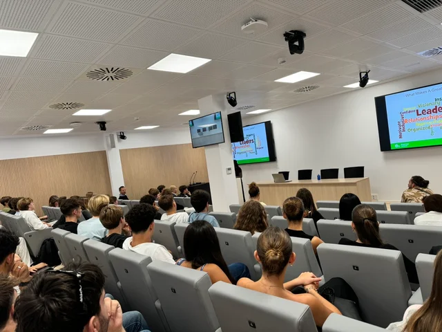 Sixth Form students in a university lecture theatre